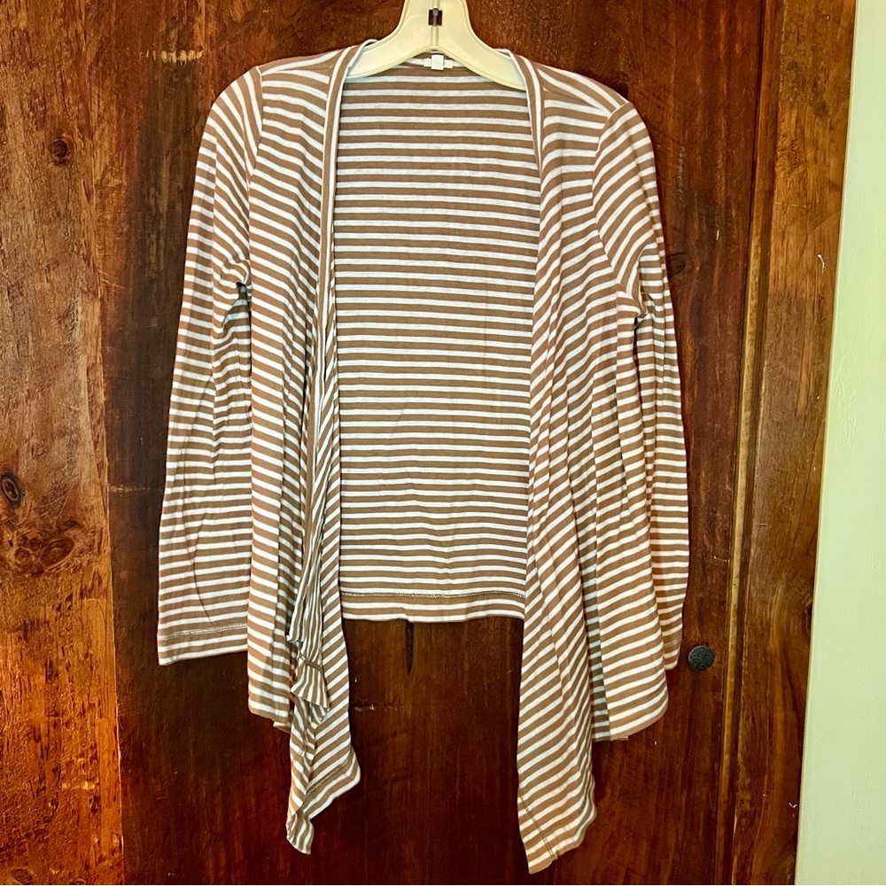 J. Crew Brown and White Striped Top